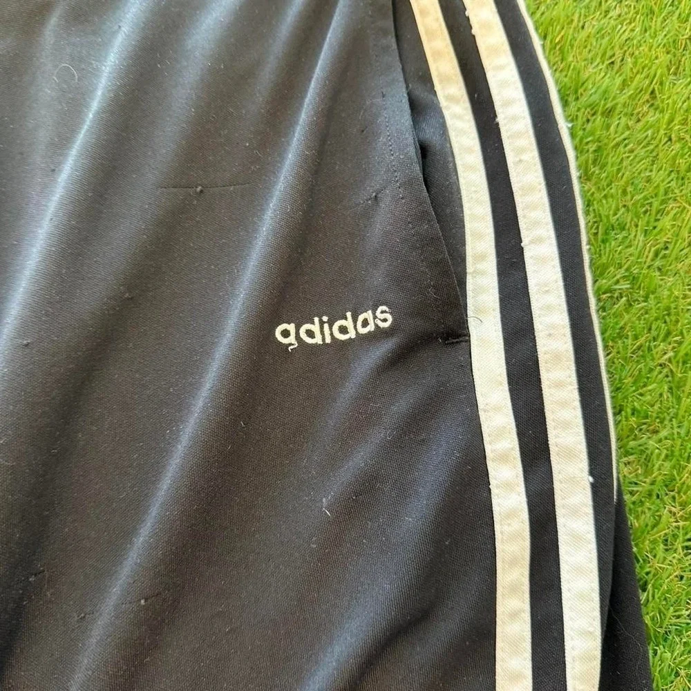 Adidas black sweatpants with white stripes large